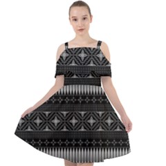 Abstract Art Artistic Backdrop Black Brush Card Cut Out Shoulders Chiffon Dress by Ravend