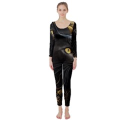 Ai Generated Cat Moon Feline Cute Long Sleeve Catsuit by Ravend