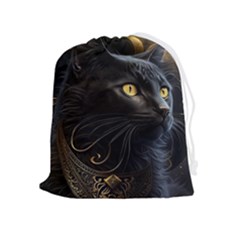 Ai Generated Cat Moon Feline Cute Drawstring Pouch (xl) by Ravend