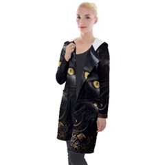 Ai Generated Cat Moon Feline Cute Hooded Pocket Cardigan by Ravend