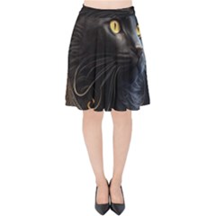 Ai Generated Cat Moon Feline Cute Velvet High Waist Skirt by Ravend