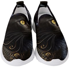 Ai Generated Cat Moon Feline Cute Kids  Slip On Sneakers by Ravend