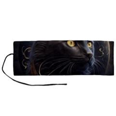 Ai Generated Cat Moon Feline Cute Roll Up Canvas Pencil Holder (m) by Ravend