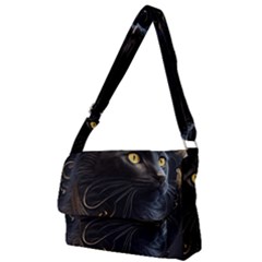 Ai Generated Cat Moon Feline Cute Full Print Messenger Bag (l) by Ravend