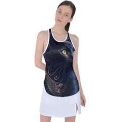 Ai Generated Cat Moon Feline Cute Racer Back Mesh Tank Top by Ravend