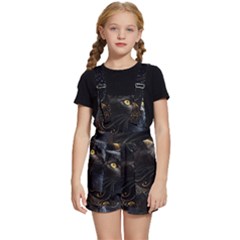 Ai Generated Cat Moon Feline Cute Kids  Short Overalls by Ravend