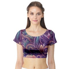 Abstract African Art Art Backdrop Background Short Sleeve Crop Top by Ravend