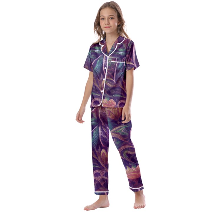 Abstract African Art Art Backdrop Background Kids  Satin Short Sleeve Pajamas Set