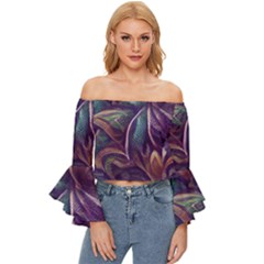 Abstract African Art Art Backdrop Background Off Shoulder Flutter Bell Sleeve Top