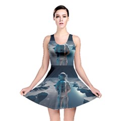 Ai Generated Space Astronaut Universe Moon Earth Reversible Skater Dress by Ravend