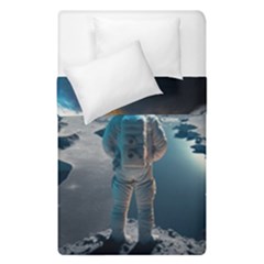 Ai Generated Space Astronaut Universe Moon Earth Duvet Cover Double Side (single Size) by Ravend