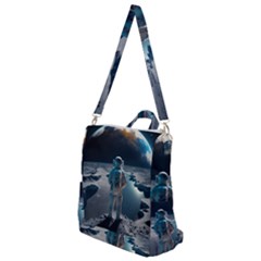 Ai Generated Space Astronaut Universe Moon Earth Crossbody Backpack by Ravend