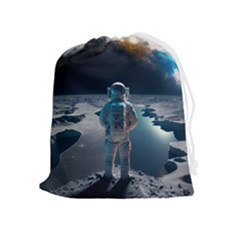 Ai Generated Space Astronaut Universe Moon Earth Drawstring Pouch (xl) by Ravend