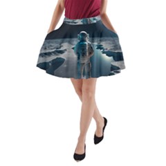 Ai Generated Space Astronaut Universe Moon Earth A-line Pocket Skirt by Ravend