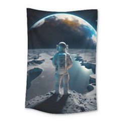 Ai Generated Space Astronaut Universe Moon Earth Small Tapestry by Ravend