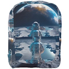 Ai Generated Space Astronaut Universe Moon Earth Full Print Backpack by Ravend