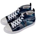 Ai Generated Space Astronaut Universe Moon Earth Women s Mid-Top Canvas Sneakers View2