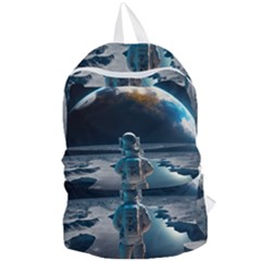 Ai Generated Space Astronaut Universe Moon Earth Foldable Lightweight Backpack by Ravend