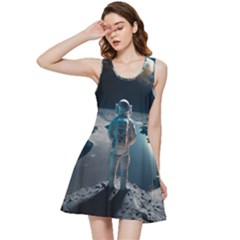 Ai Generated Space Astronaut Universe Moon Earth Inside Out Racerback Dress by Ravend