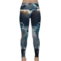 Ai Generated Space Astronaut Universe Moon Earth Lightweight Velour Classic Yoga Leggings by Ravend