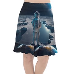 Ai Generated Space Astronaut Universe Moon Earth Fishtail Chiffon Skirt by Ravend