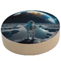 Ai Generated Space Astronaut Universe Moon Earth Wooden Bottle Opener (Round) View1