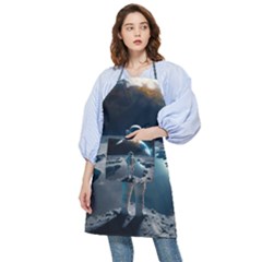 Ai Generated Space Astronaut Universe Moon Earth Pocket Apron by Ravend