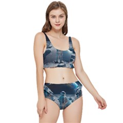 Ai Generated Space Astronaut Universe Moon Earth Frilly Bikini Set by Ravend