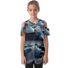 Ai Generated Space Astronaut Universe Moon Earth Fold Over Open Sleeve Top