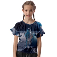 Ai Generated Space Astronaut Universe Moon Earth Kids  Cut Out Flutter Sleeves by Ravend