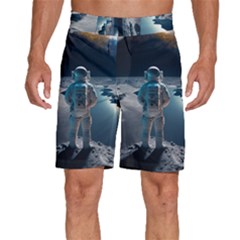 Ai Generated Space Astronaut Universe Moon Earth Men s Beach Shorts