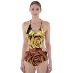 Flowers Roses Plant Bloom Blossom Cut-out One Piece Swimsuit by Ravend