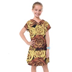 Flowers Roses Plant Bloom Blossom Kids  Drop Waist Dress by Ravend