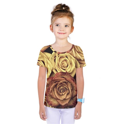 Flowers Roses Plant Bloom Blossom Kids  One Piece Tee by Ravend