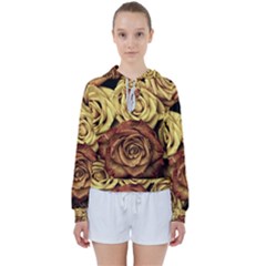 Flowers Roses Plant Bloom Blossom Women s Tie Up Sweat