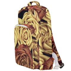 Flowers Roses Plant Bloom Blossom Double Compartment Backpack by Ravend