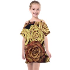 Flowers Roses Plant Bloom Blossom Kids  One Piece Chiffon Dress by Ravend