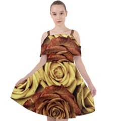 Flowers Roses Plant Bloom Blossom Cut Out Shoulders Chiffon Dress by Ravend