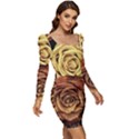 Flowers Roses Plant Bloom Blossom Women Long Sleeve Ruched Stretch Jersey Dress View2