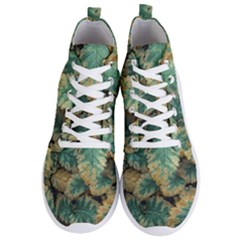 Colored Close Up Plants Leaves Pattern Men s Lightweight High Top Sneakers by dflcprintsclothing