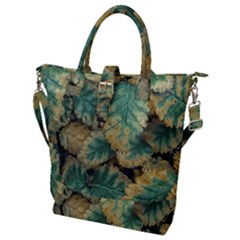 Colored Close Up Plants Leaves Pattern Buckle Top Tote Bag by dflcprintsclothing