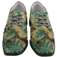 Colored Close Up Plants Leaves Pattern Women Heeled Oxford Shoes by dflcprintsclothing