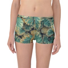 Colored Close Up Plants Leaves Pattern Boyleg Bikini Bottoms