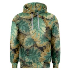 Colored Close Up Plants Leaves Pattern Men s Overhead Hoodie