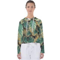 Colored Close Up Plants Leaves Pattern Women s Slouchy Sweat