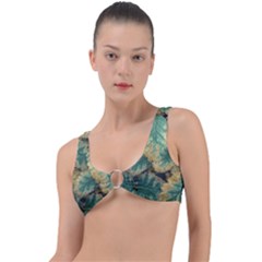 Colored Close Up Plants Leaves Pattern Ring Detail Bikini Top by dflcprintsclothing