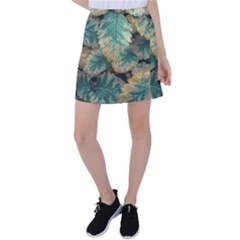 Colored Close Up Plants Leaves Pattern Tennis Skirt by dflcprintsclothing