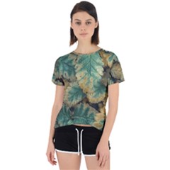 Colored Close Up Plants Leaves Pattern Open Back Sport Tee by dflcprintsclothing