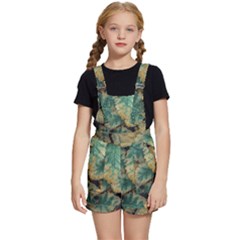 Colored Close Up Plants Leaves Pattern Kids  Short Overalls by dflcprintsclothing