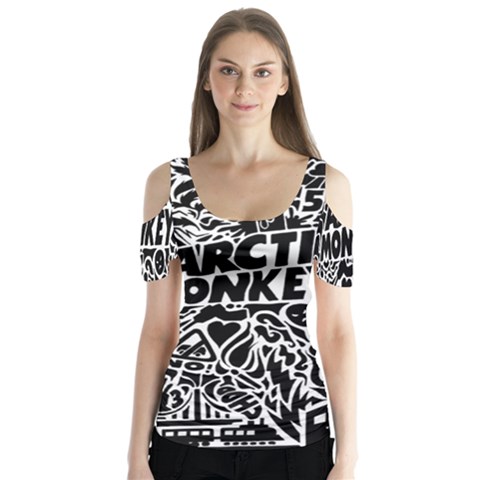 Arctic Monkeys Digital Wallpaper Pattern No People Creativity Butterfly Sleeve Cutout Tee  by Sudhe